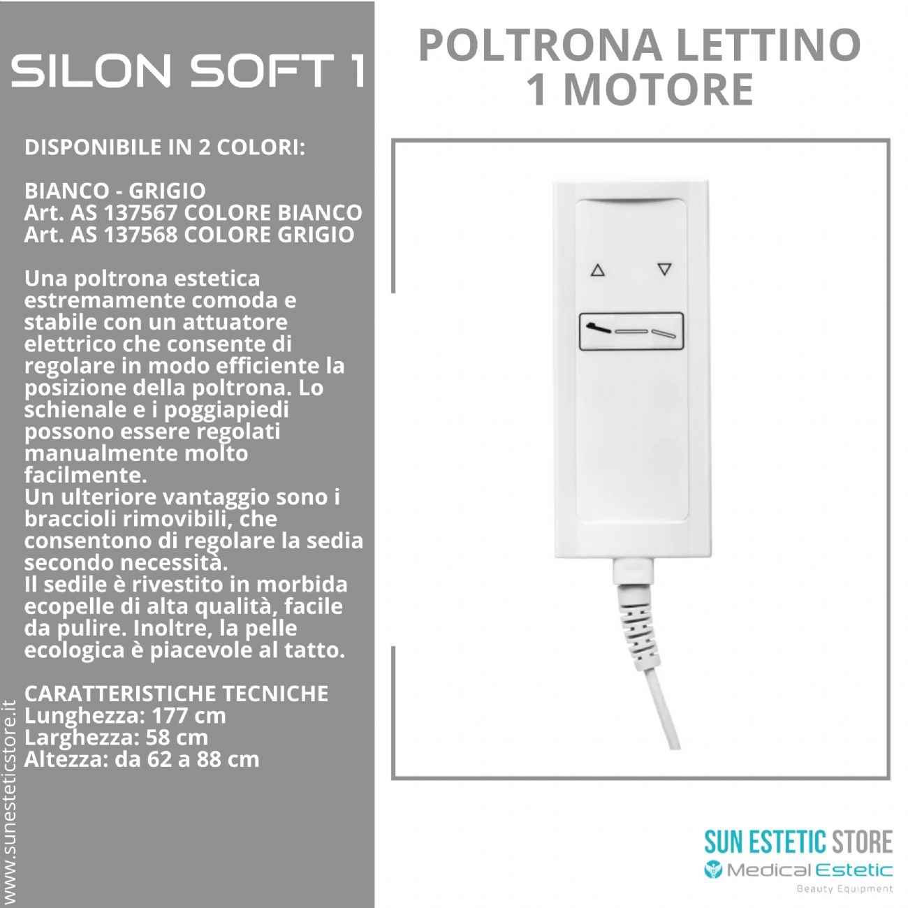 Silon Soft 1 poltrona lettino 1 motore estetica