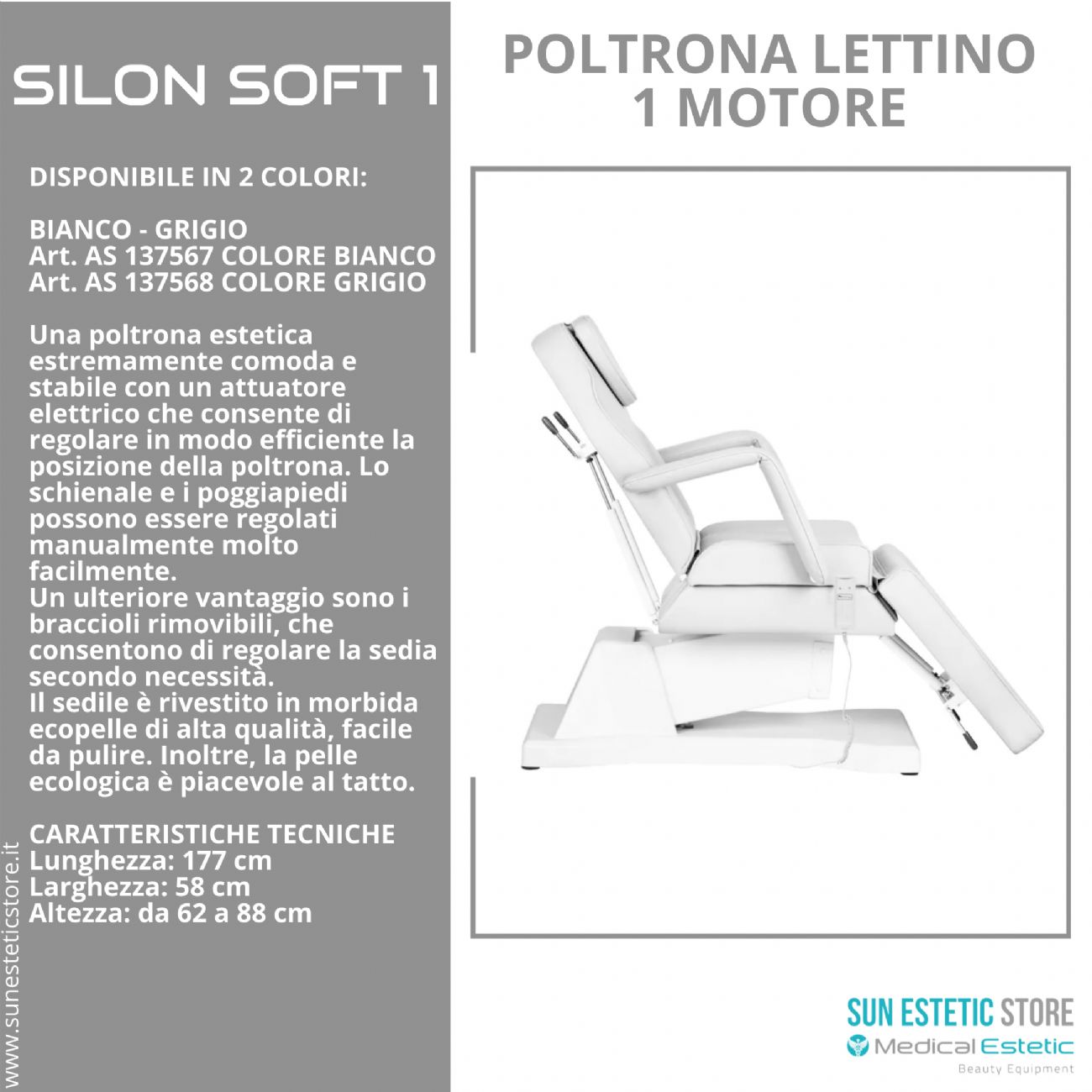 Silon Soft 1 poltrona lettino 1 motore estetica