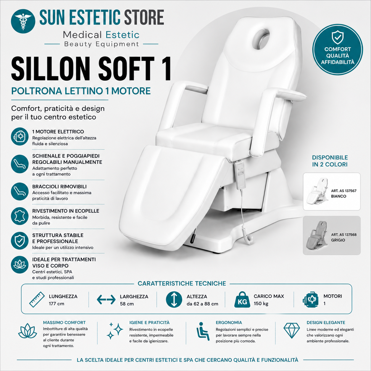 Silon Soft 1 poltrona lettino 1 motore estetica