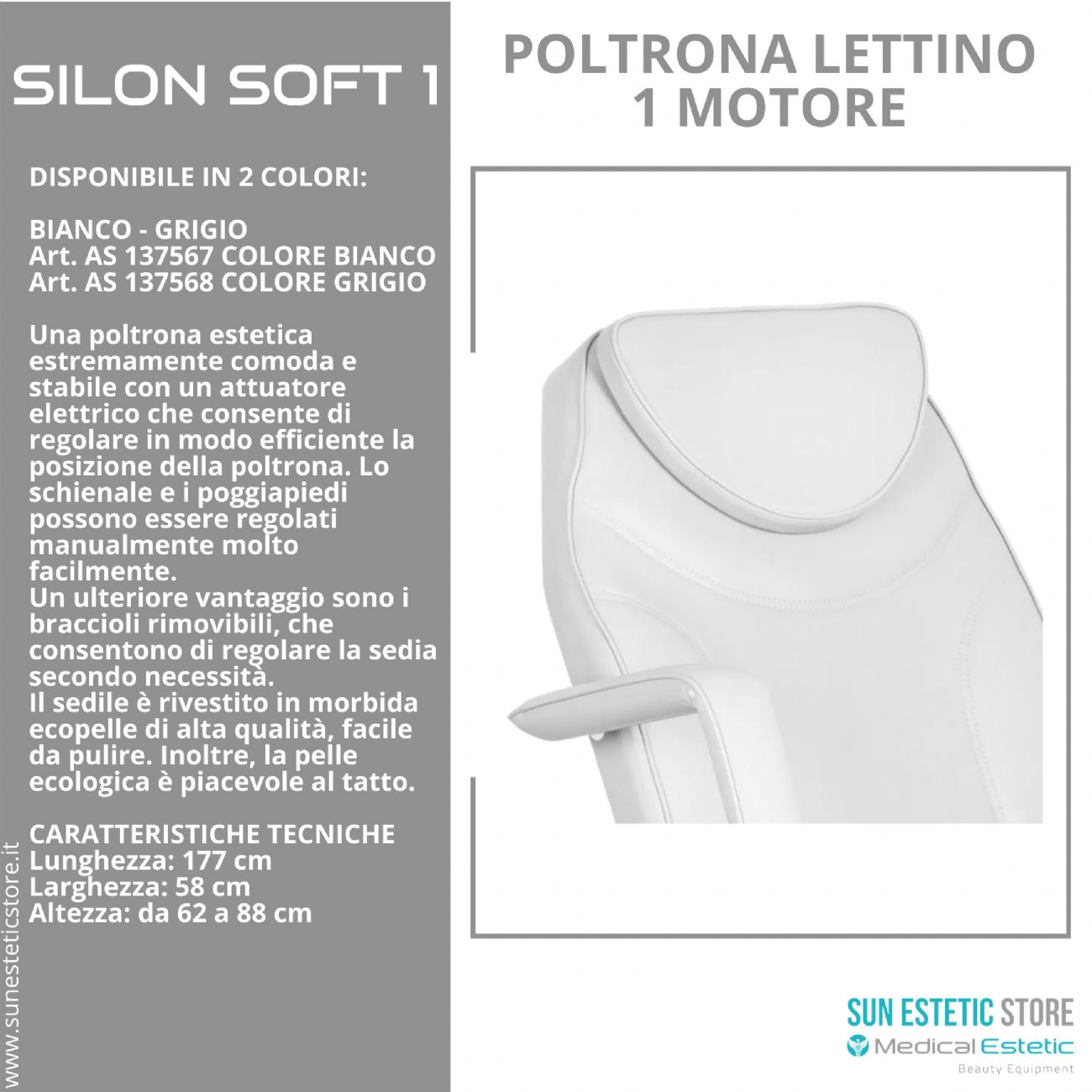 Silon Soft 1 poltrona lettino 1 motore estetica