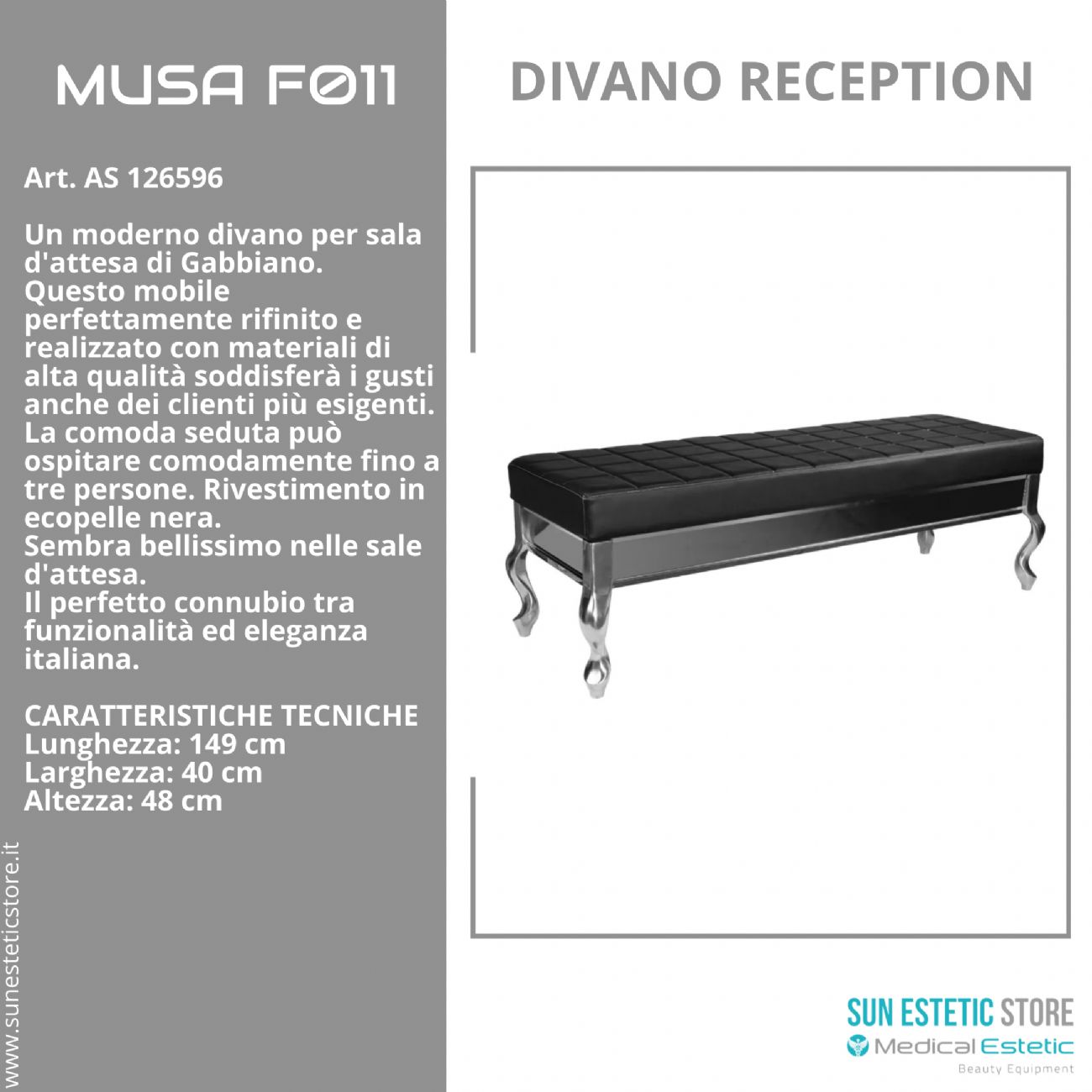 Musa F011 divano in pelle reception arredamenti ingresso parrucchiere estetica