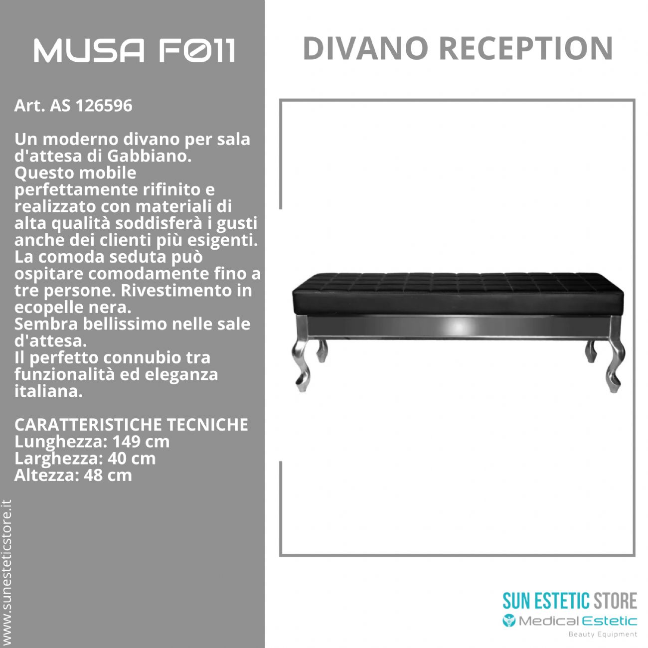 Musa F011 divano in pelle reception arredamenti ingresso parrucchiere estetica