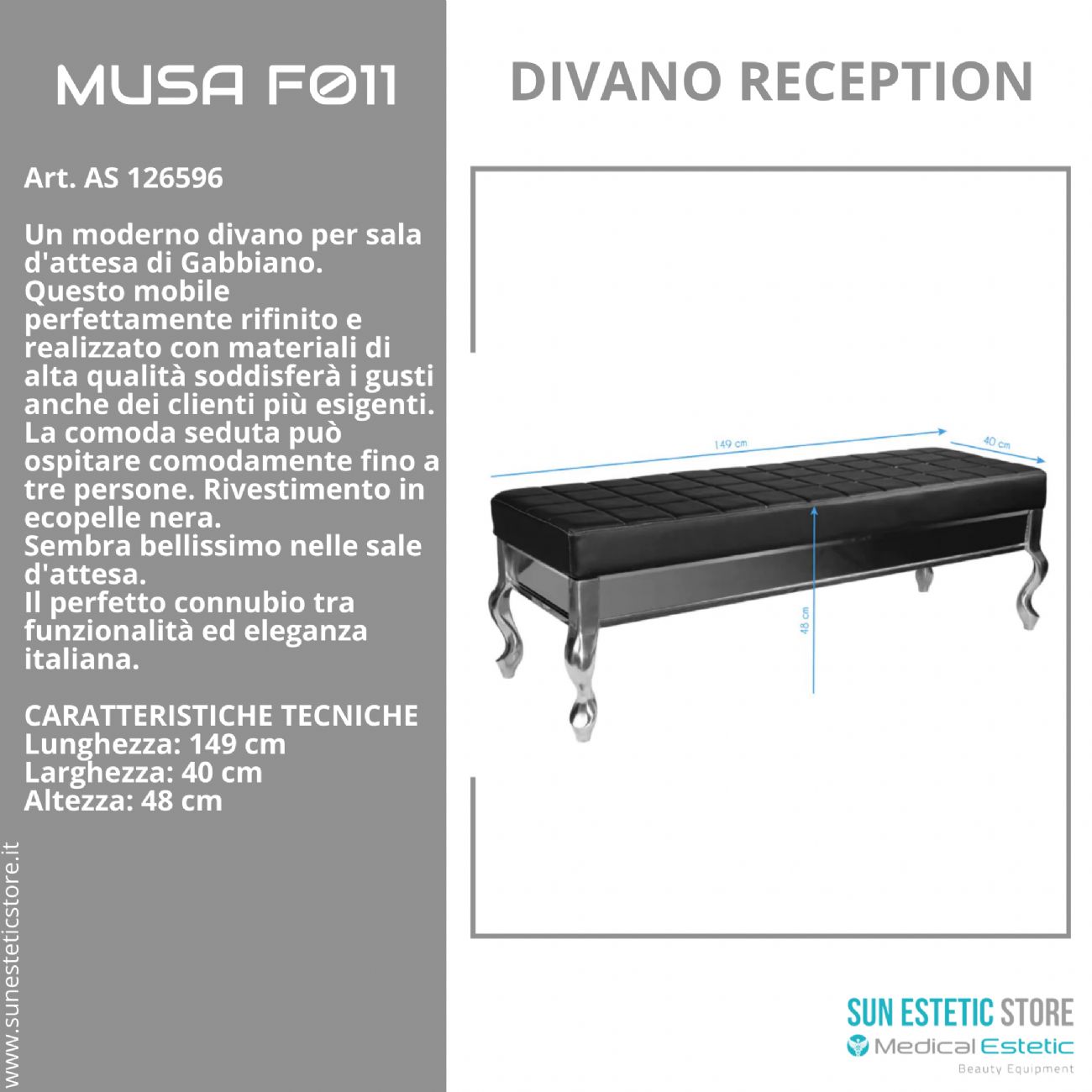 Musa F011 divano in pelle reception arredamenti ingresso parrucchiere estetica