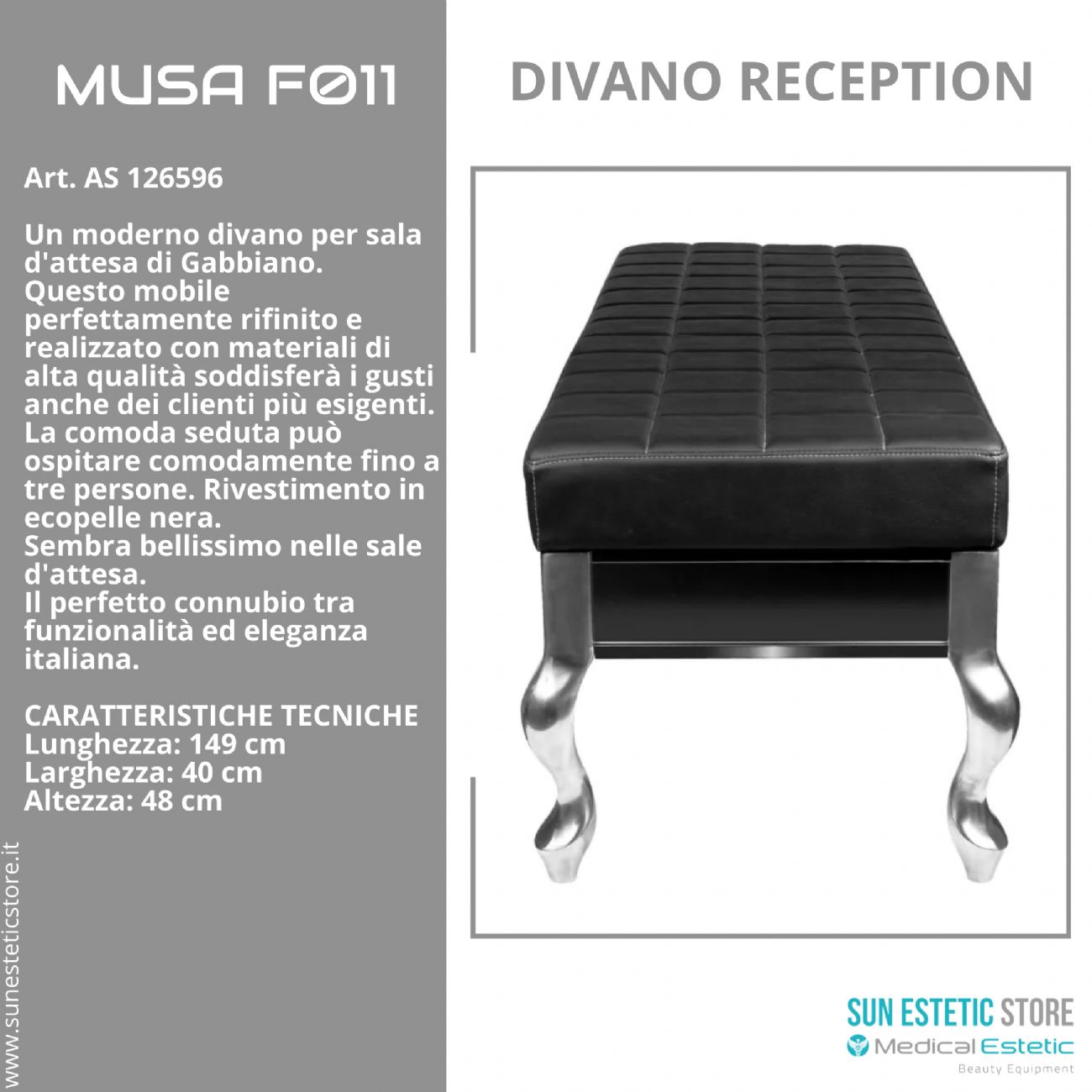 Musa F011 divano in pelle reception arredamenti ingresso parrucchiere estetica