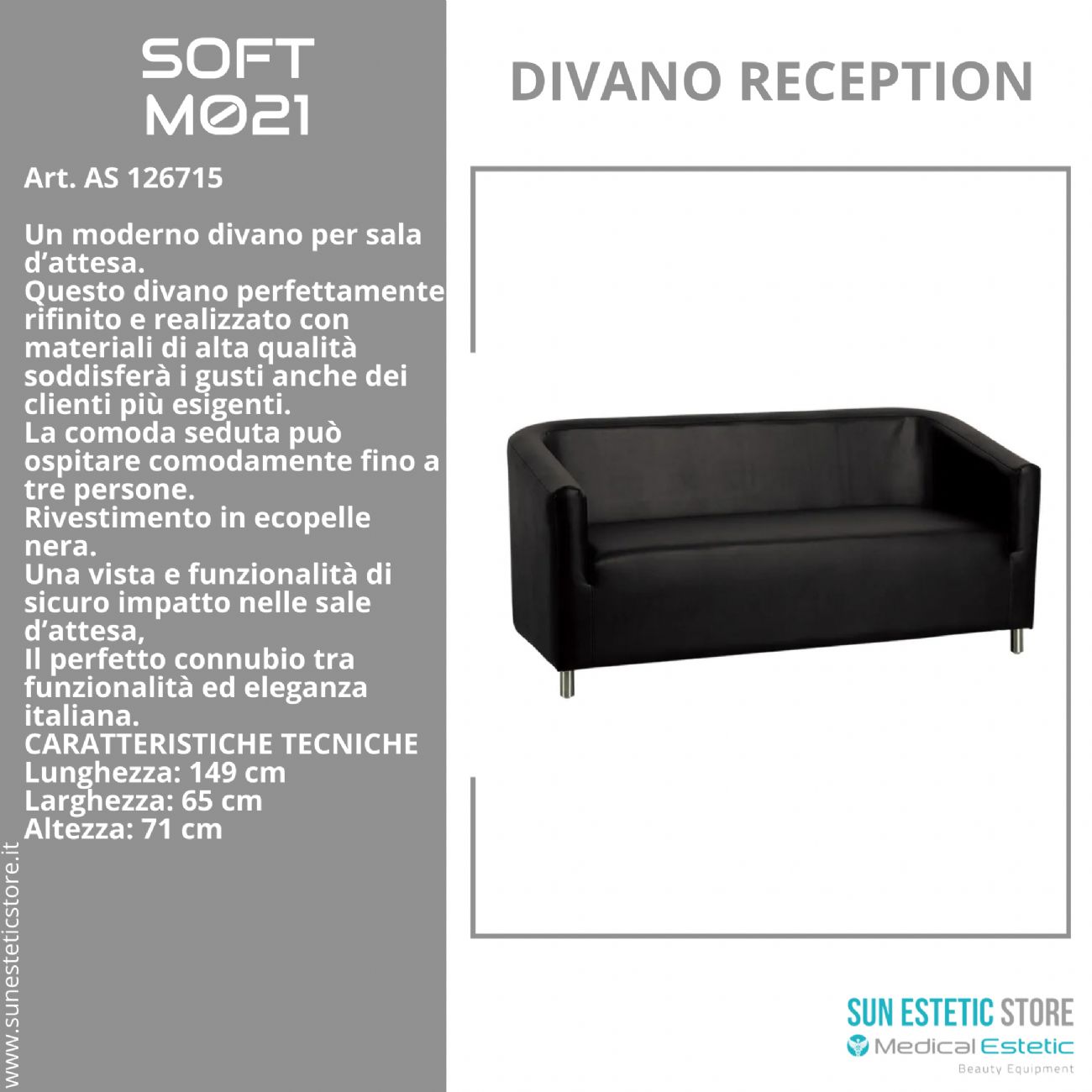 Soft M021 divanetto in pelle reception arredamenti parrucchiere estetica