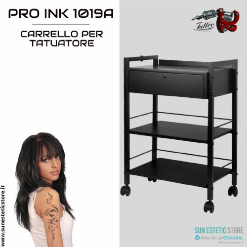 Pro Ink 1019A carrello con cassetto per studio tattoo tatuatore colore nero