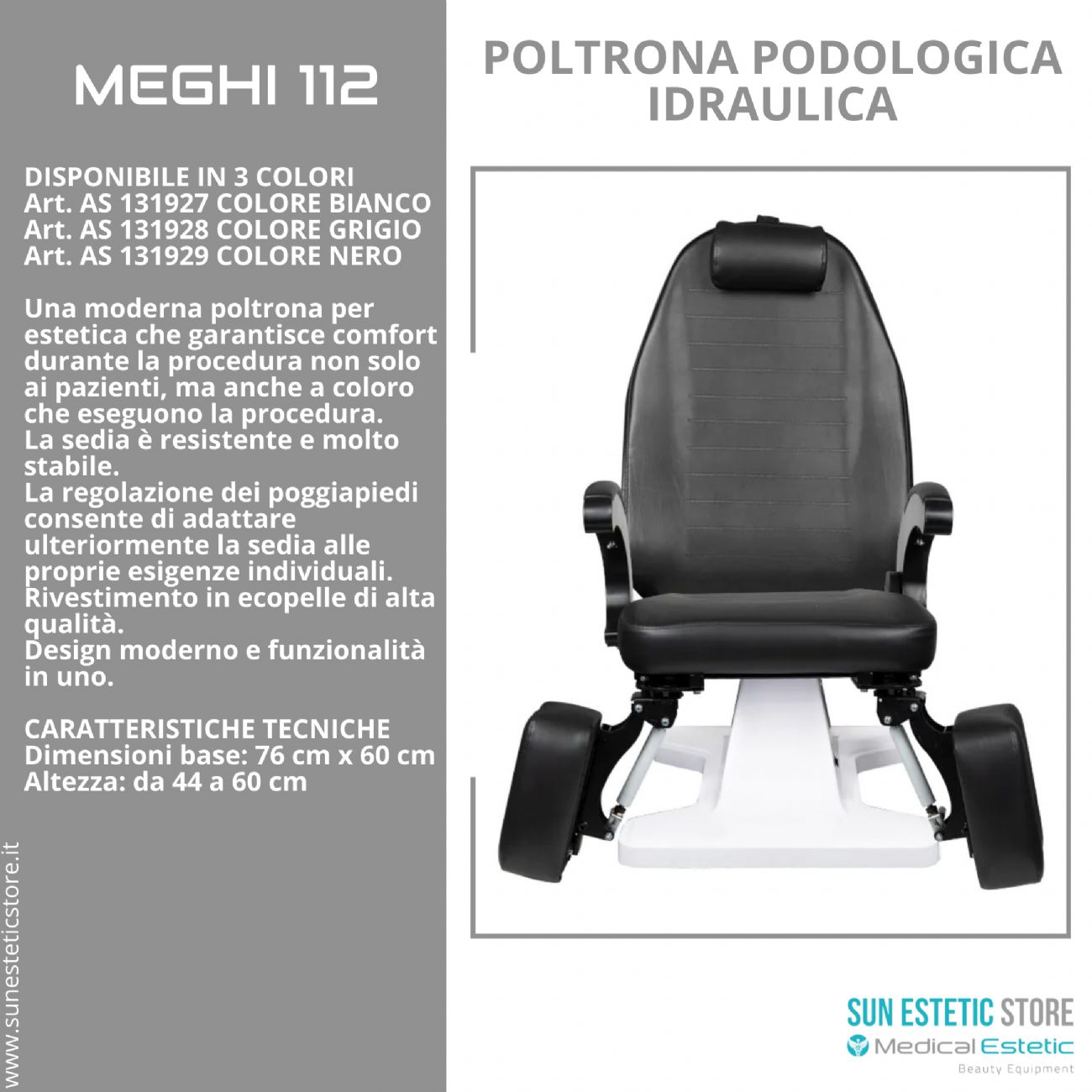 Meghi 112 poltrona podologica idraulica per pedicure estetica centro benessere