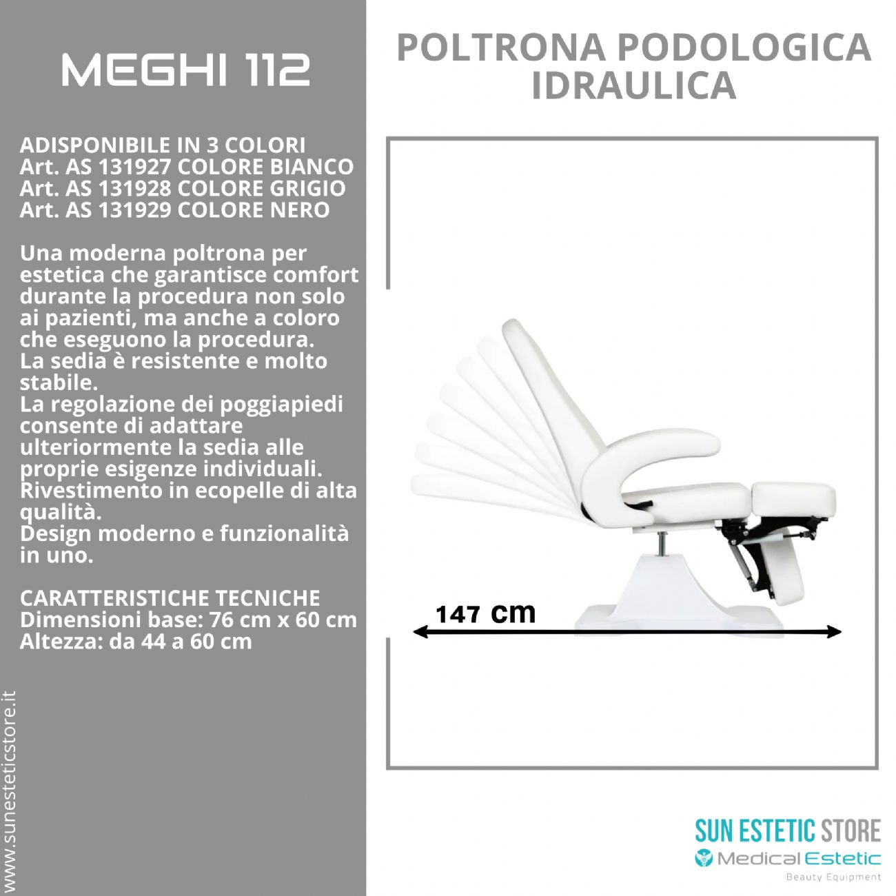 Meghi 112 poltrona podologica idraulica per pedicure estetica centro benessere