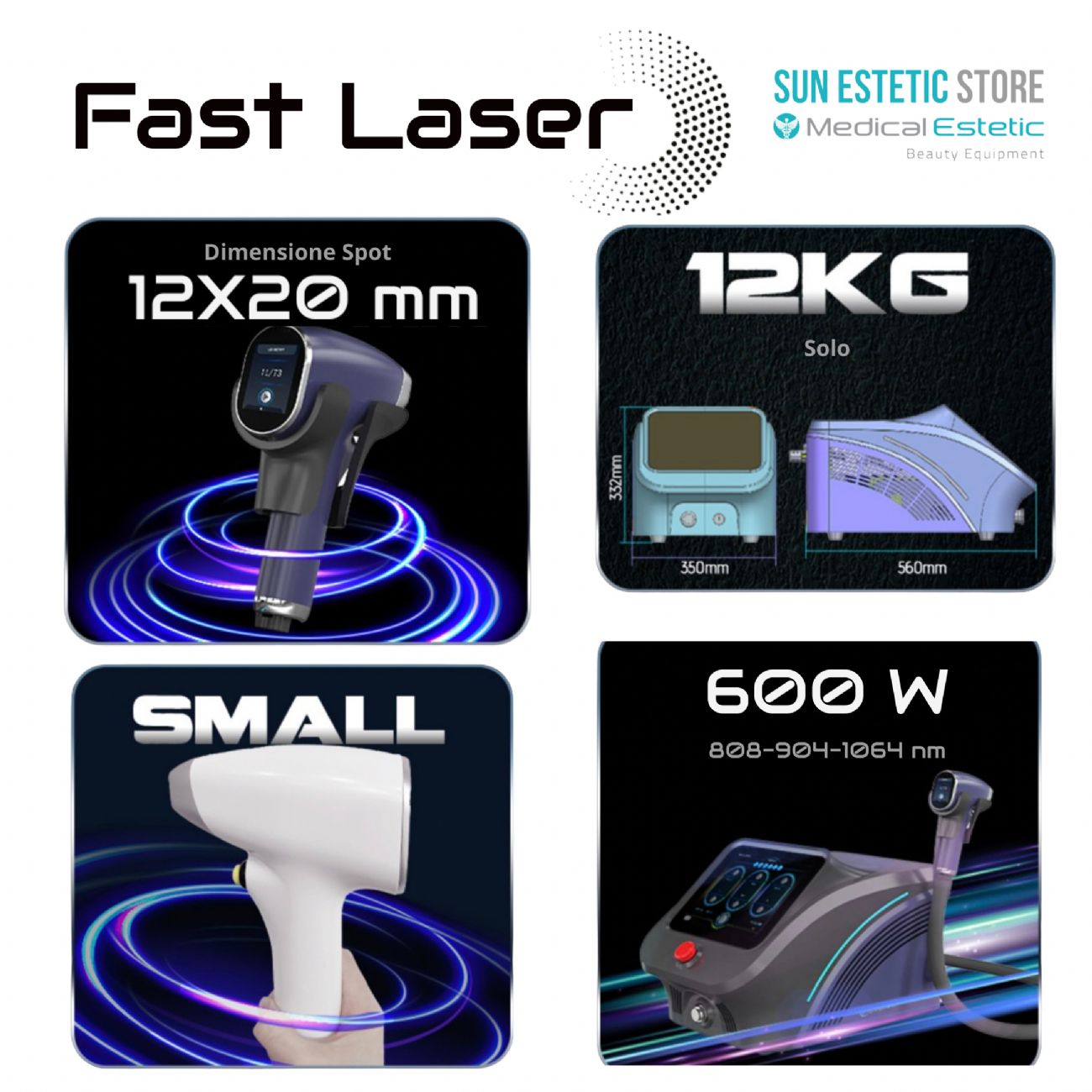 Fast Laser diodo 3 lunghezze d'onda 808 - 904 - 1064 nm