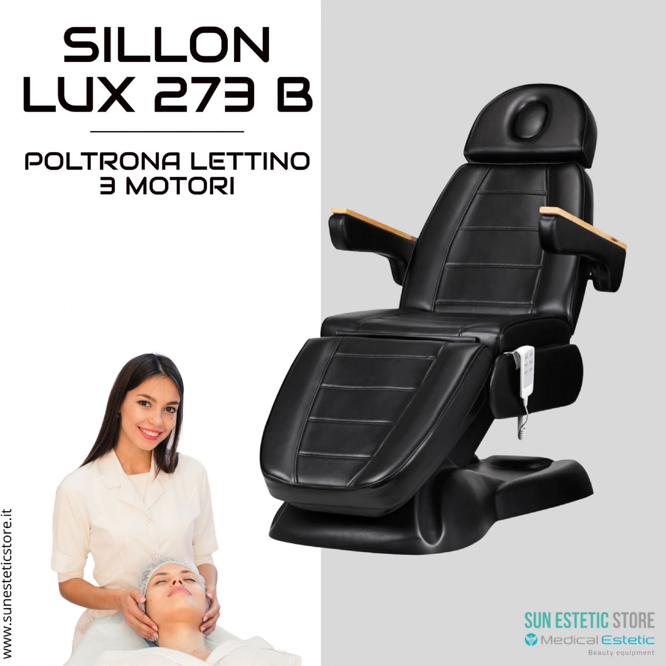 Sillon Lux 273B Poltrona lettino multifunzionale 3 segmenti 3 motori estetica