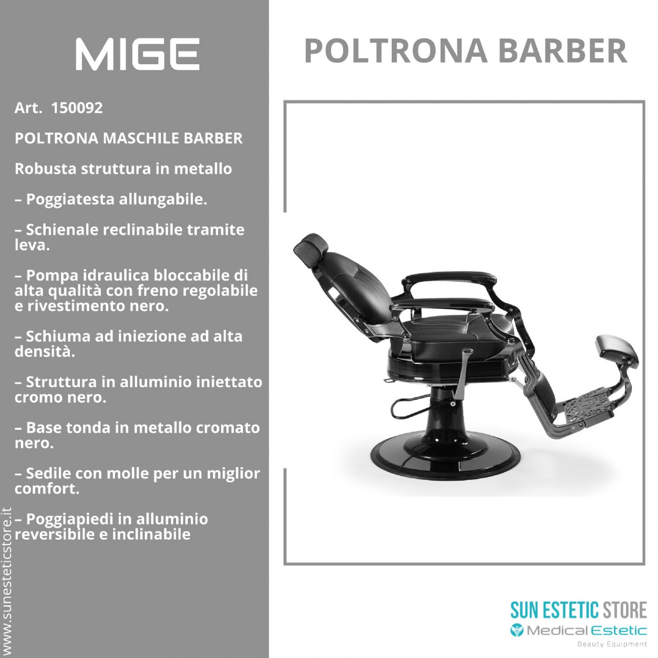 MIGE POLTRONA MASCHILE BARBIERE ARREDAMENTI PARRUCCHIERE BARBER SHOP