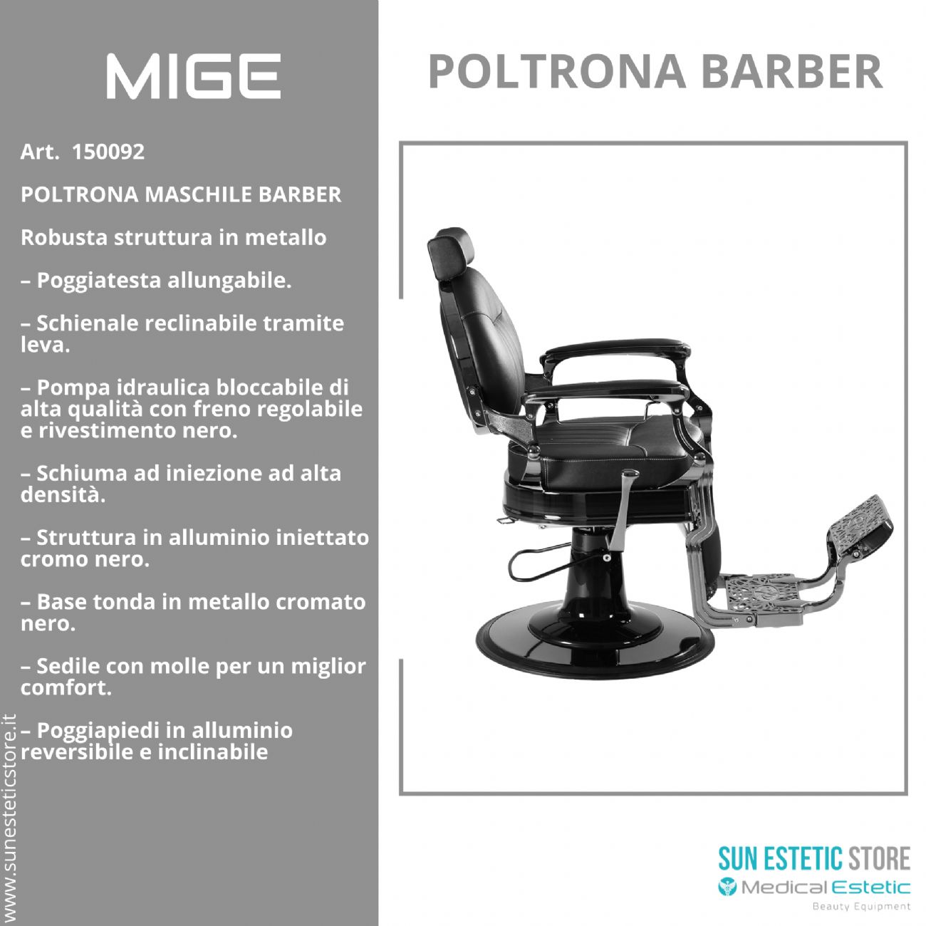 MIGE POLTRONA MASCHILE BARBIERE ARREDAMENTI PARRUCCHIERE BARBER SHOP