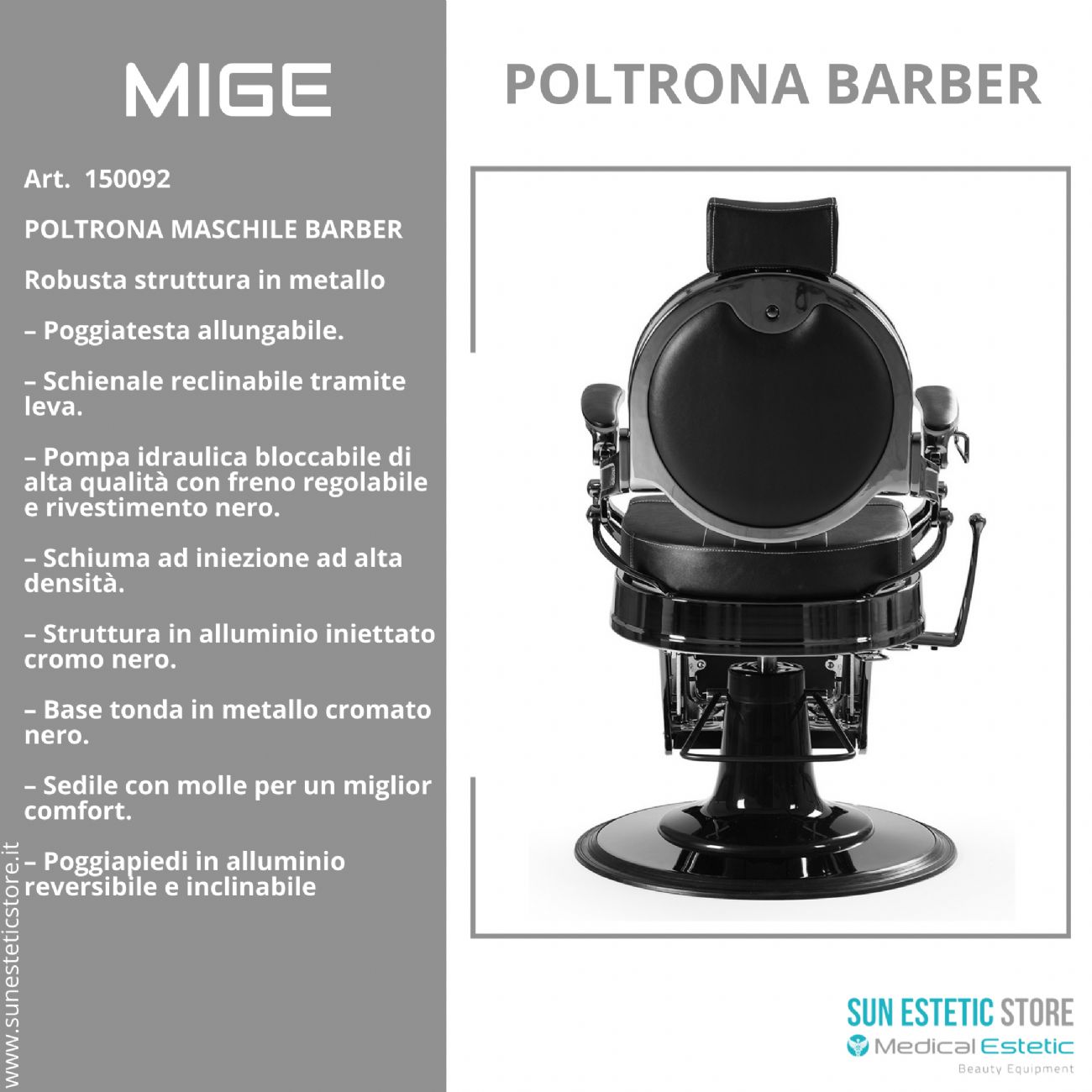 MIGE POLTRONA MASCHILE BARBIERE ARREDAMENTI PARRUCCHIERE BARBER SHOP