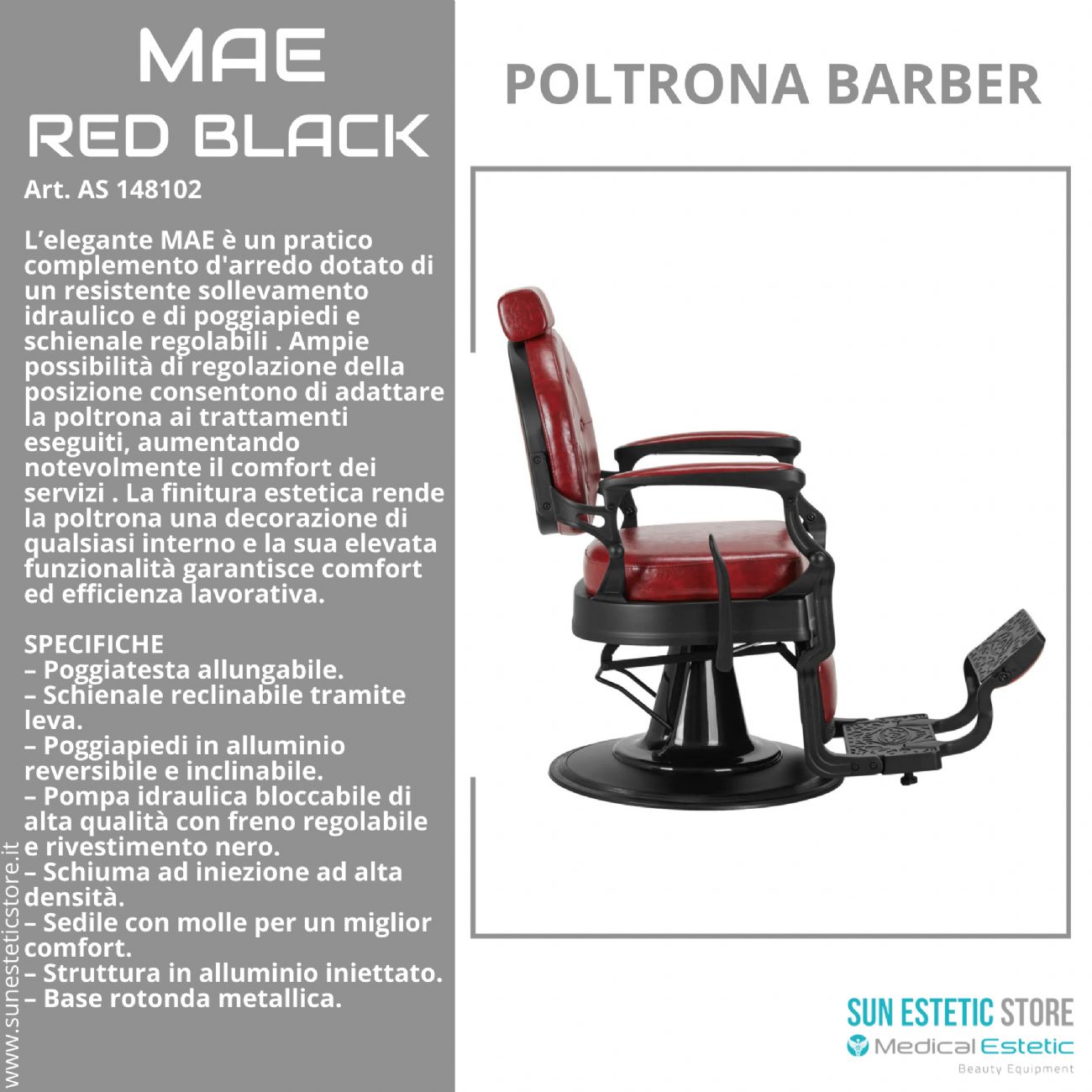 MAE RED BLACK Poltrona Barber