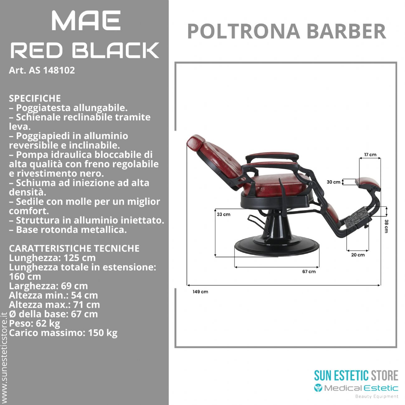 MAE RED BLACK Poltrona Barber