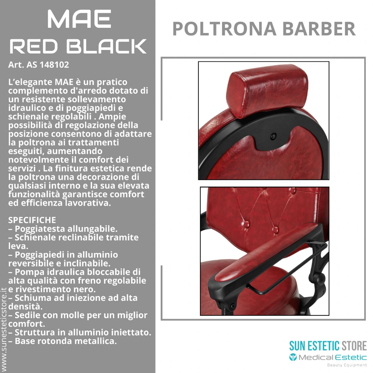 MAE RED BLACK Poltrona Barber