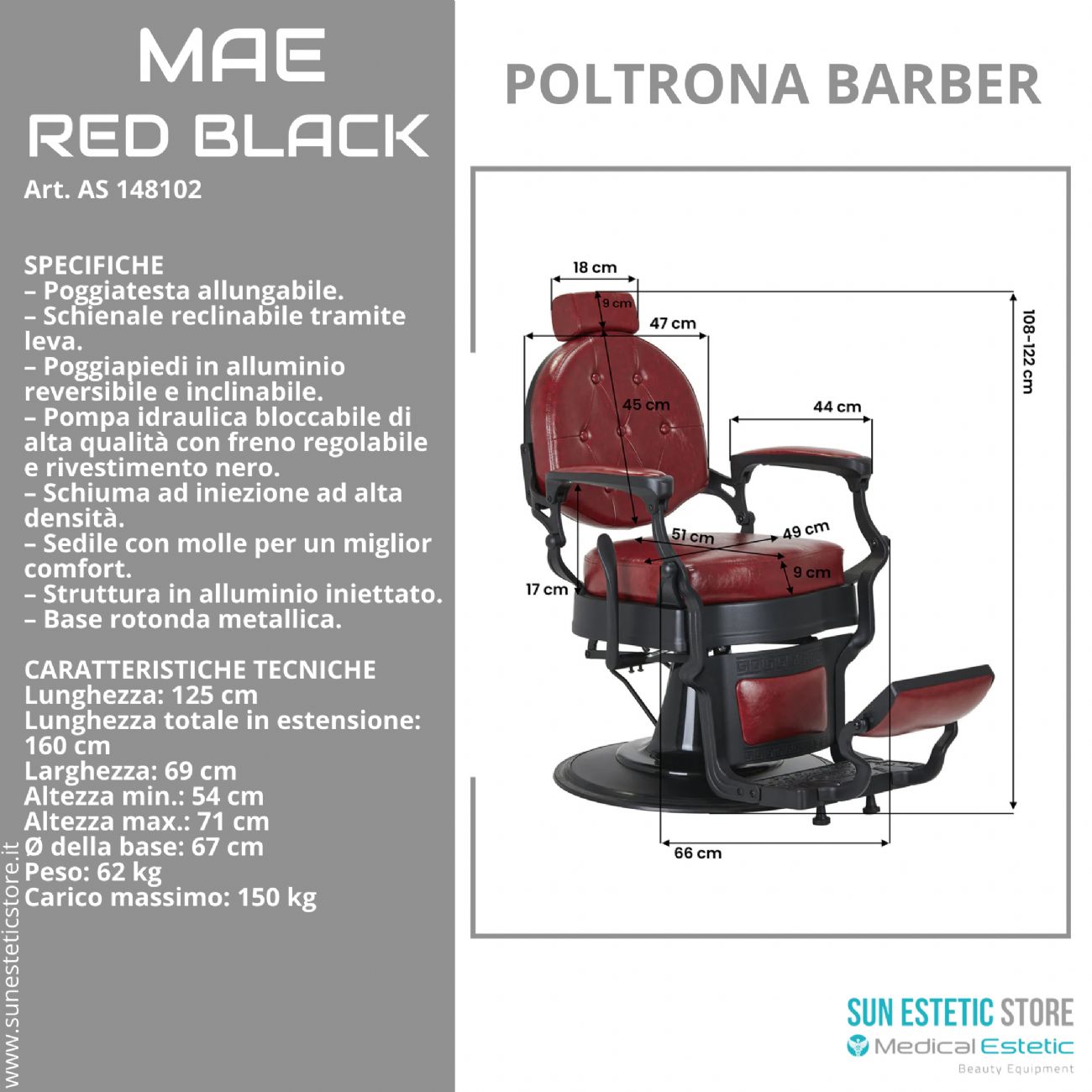 MAE RED BLACK Poltrona Barber