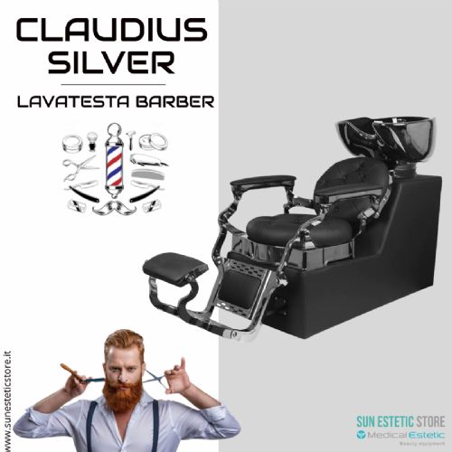 CLAUDIUS SILVER POLTRONA LAVATESTA MASCHILE BARBIERE PARRUCCHIERE BARBER SHOP