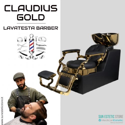 CLAUDIUS GOLD POLTRONA LAVATESTA MASCHILE BARBIERE PARRUCCHIERE BARBER SHOP