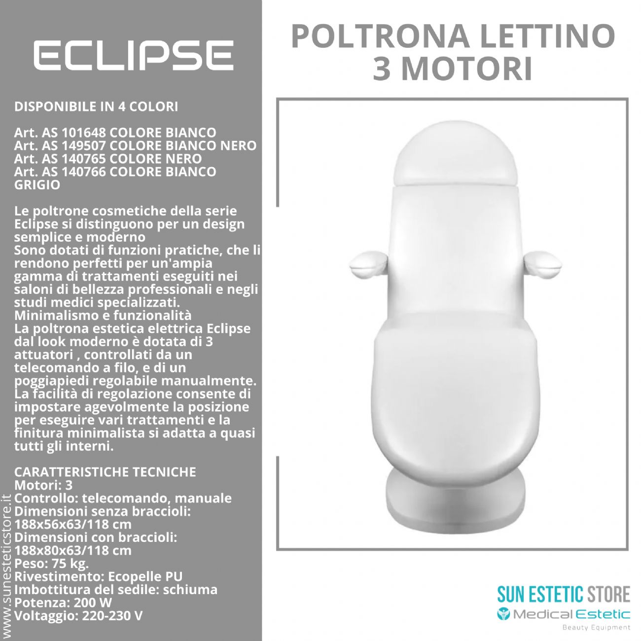 Eclipse poltrona lettino multifunzionale studio medico estetica  spa farmacia