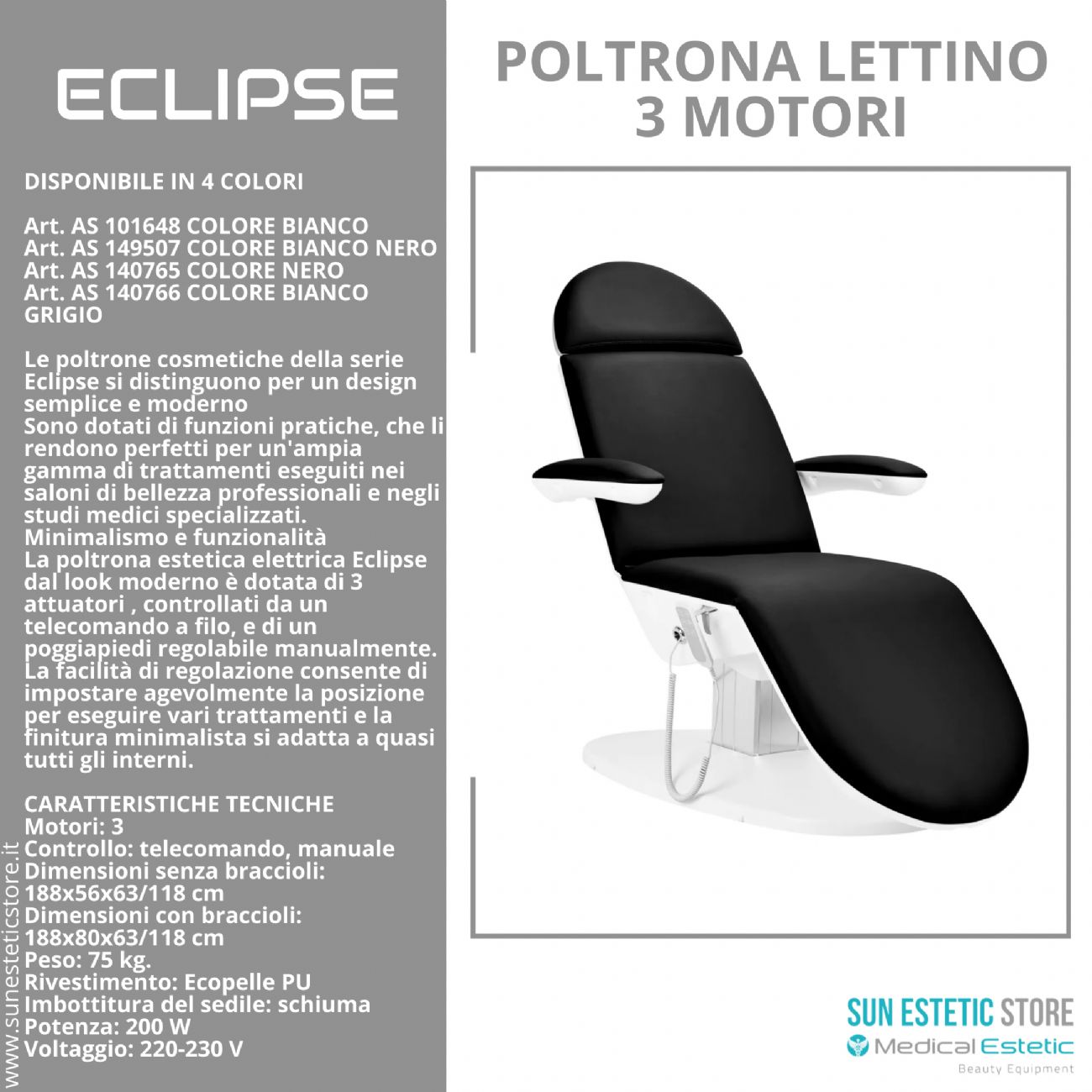 Eclipse poltrona lettino multifunzionale studio medico estetica  spa farmacia