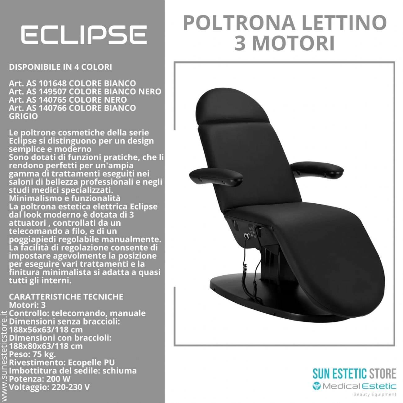 Eclipse poltrona lettino multifunzionale studio medico estetica  spa farmacia