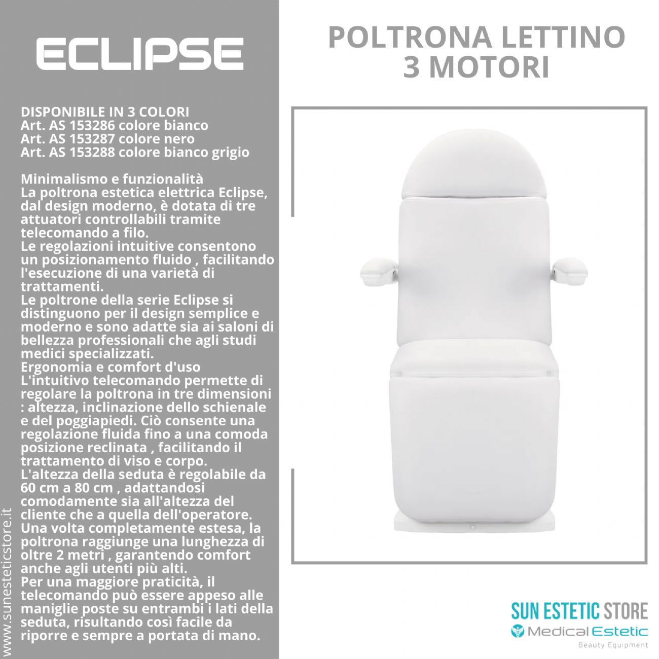 Eclipse poltrona lettino multifunzionale studio medico estetica  spa farmacia