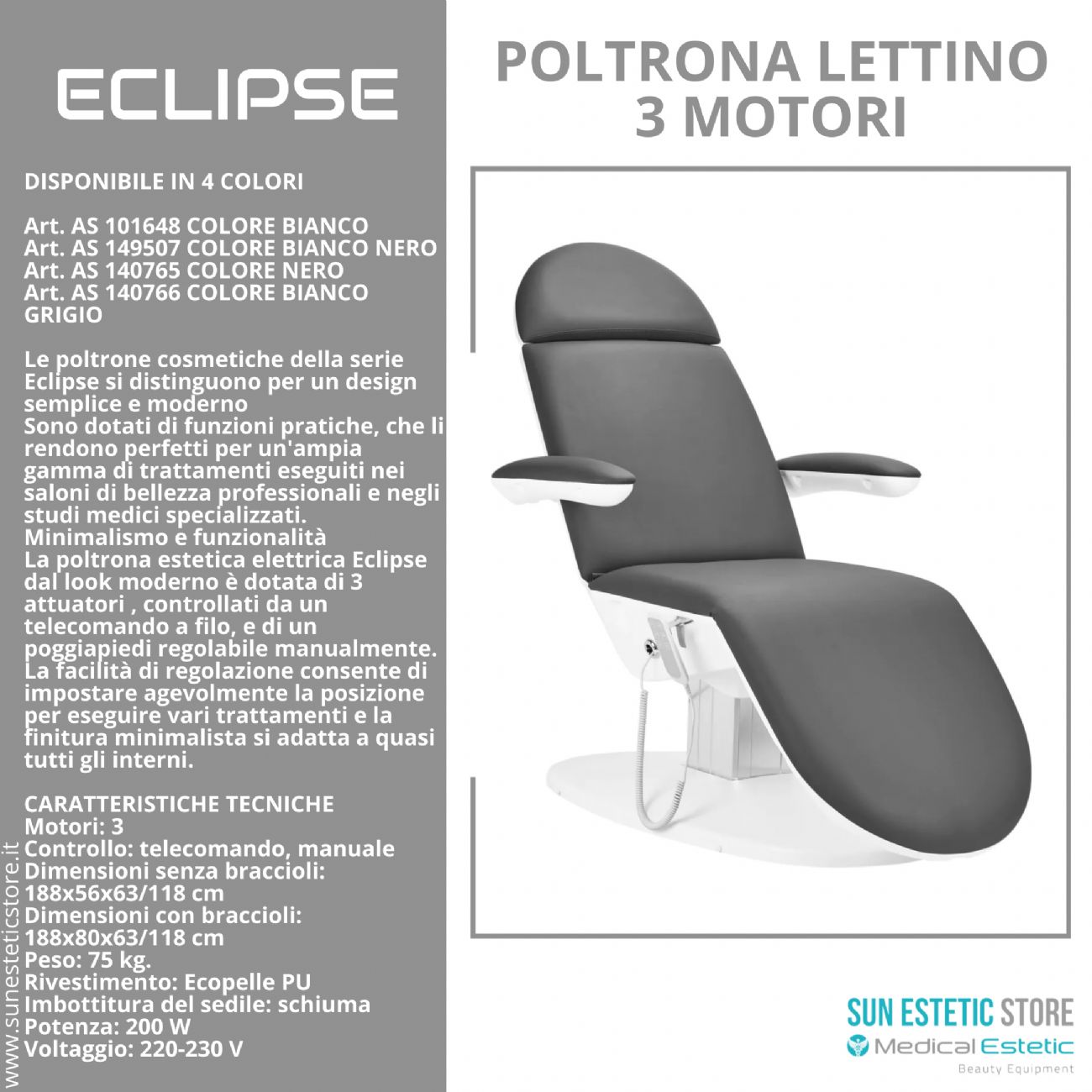 Eclipse poltrona lettino multifunzionale studio medico estetica  spa farmacia