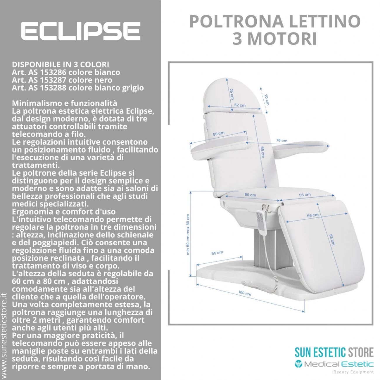 Eclipse poltrona lettino multifunzionale studio medico estetica  spa farmacia