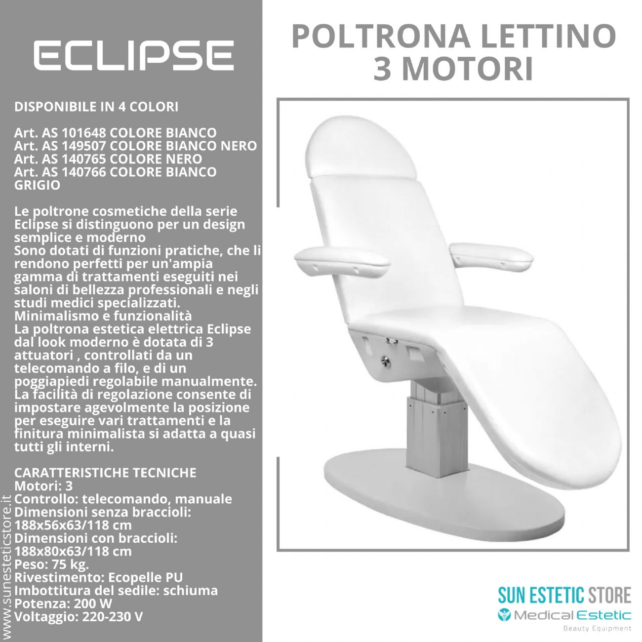 Eclipse poltrona lettino multifunzionale studio medico estetica  spa farmacia