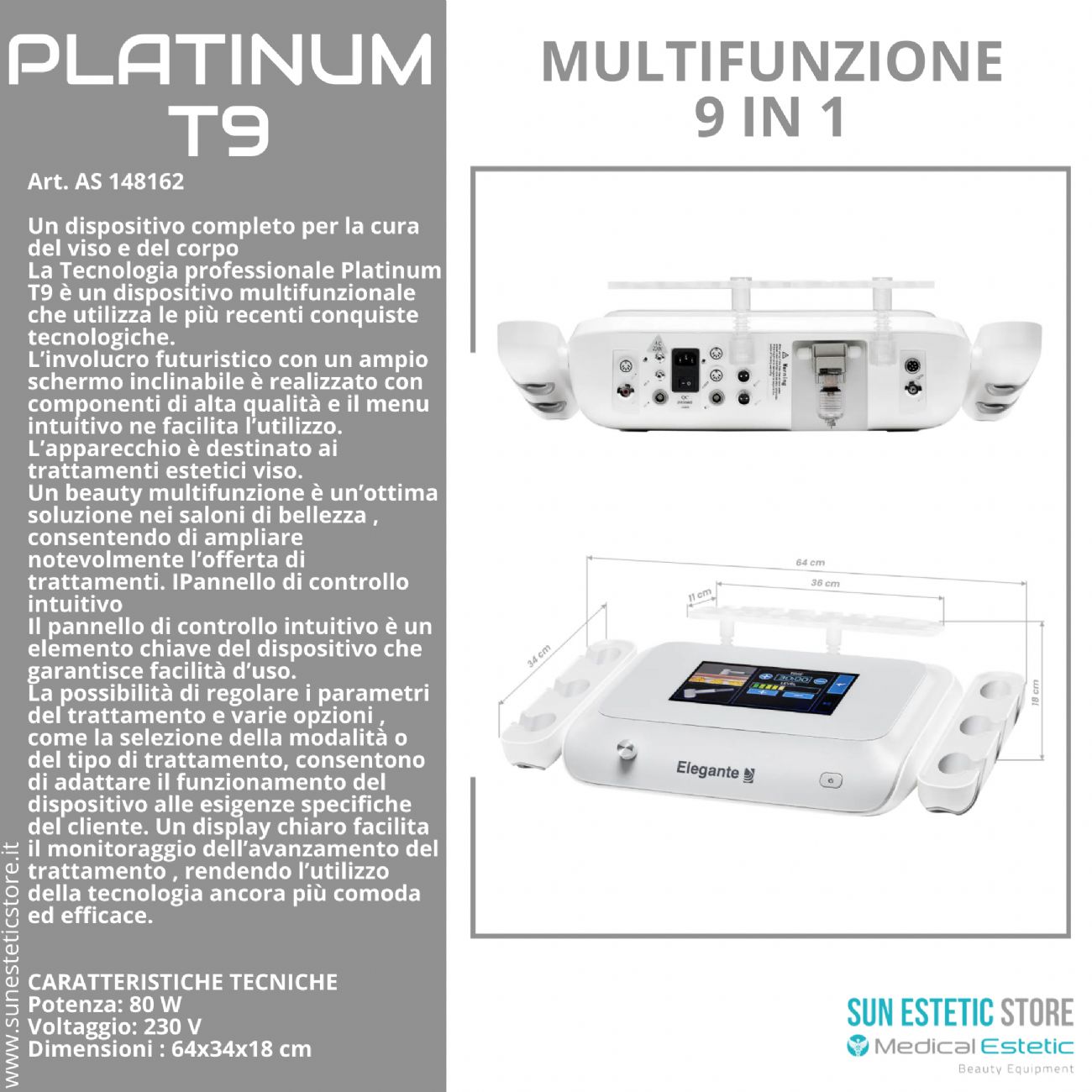 Platinum T9 multifunzione viso 9 tecnologie estetiche in una apparecchiatura