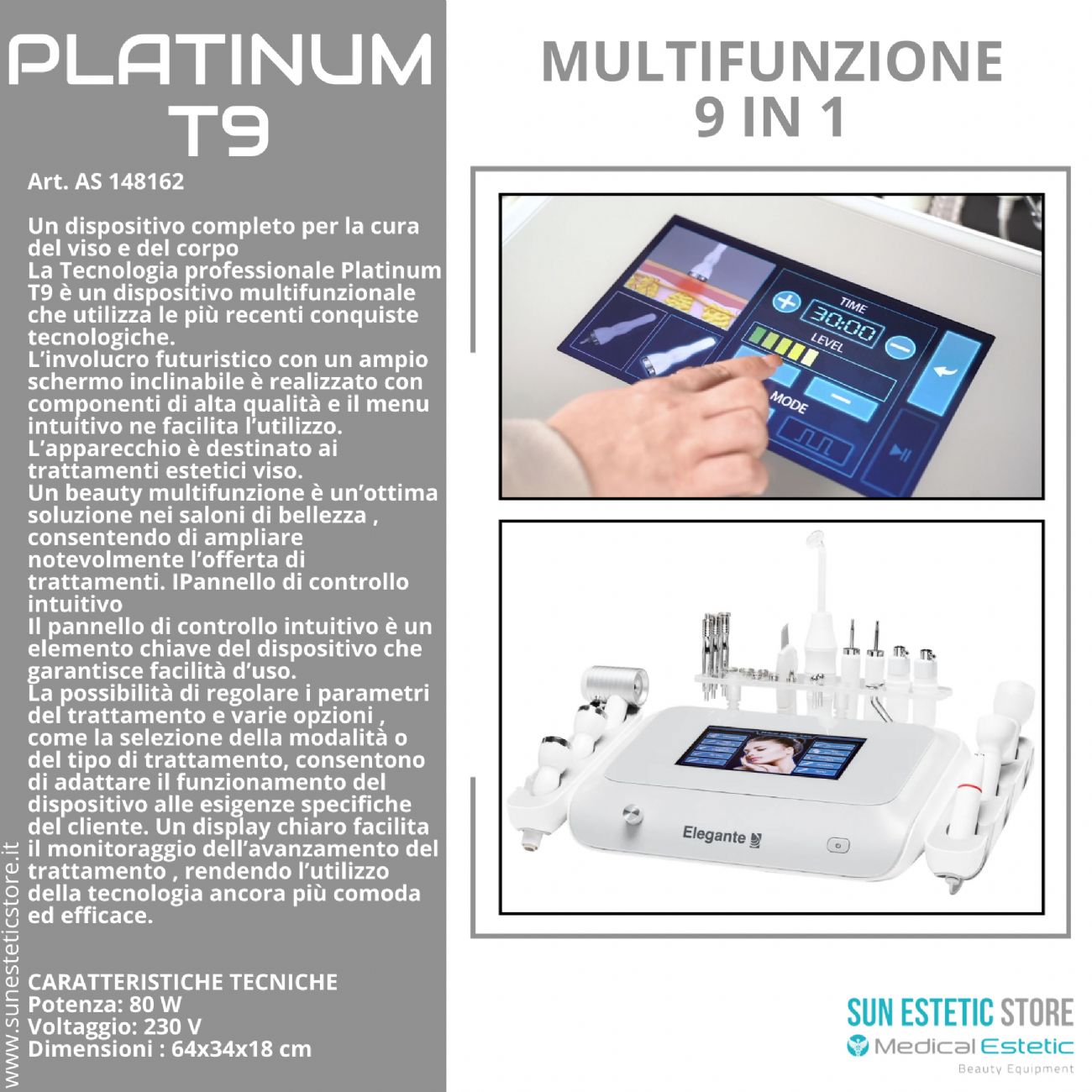 Platinum T9 multifunzione viso 9 tecnologie estetiche in una apparecchiatura