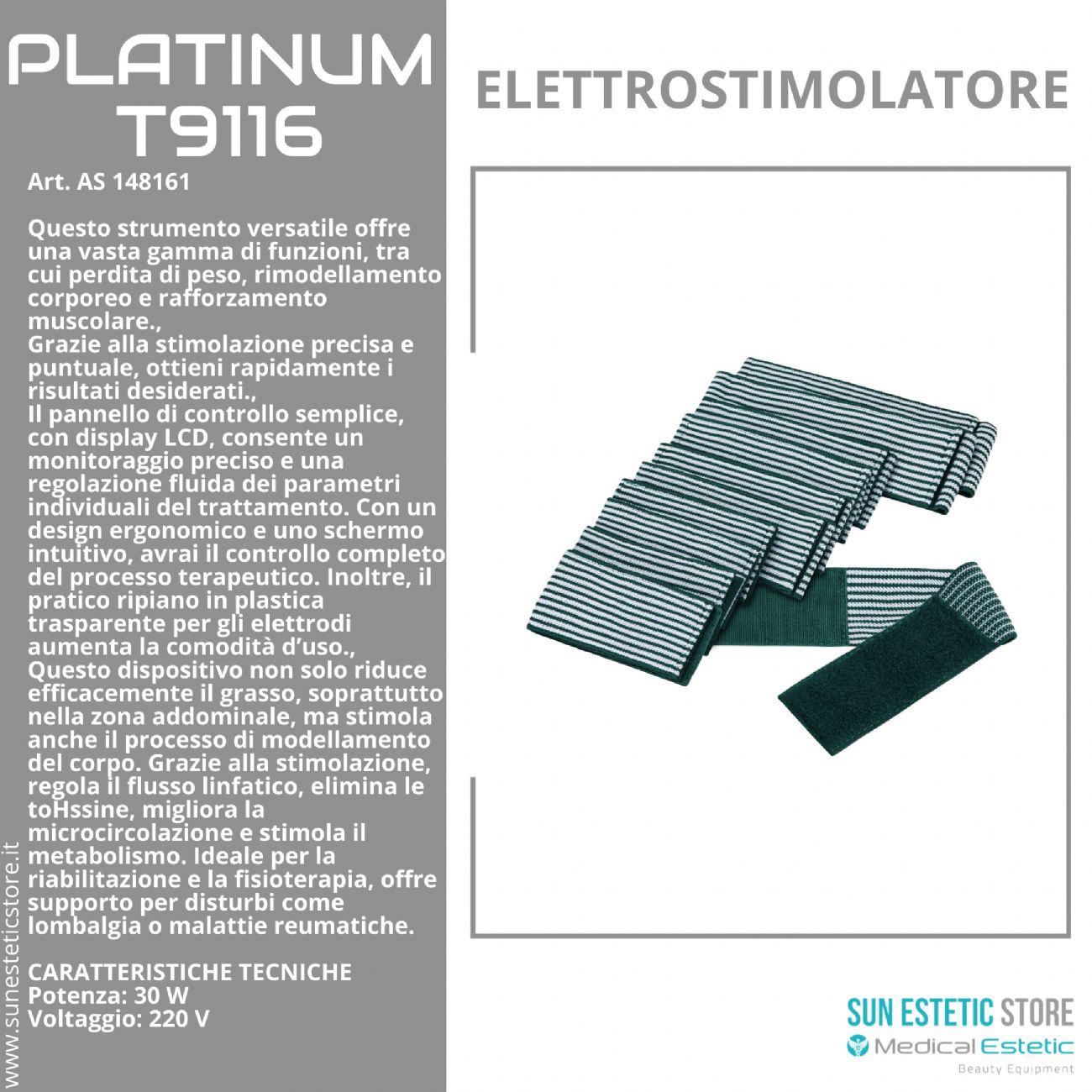 Platinum T9116 elettrostimolatore trattamenti dimagrimento tonificazione