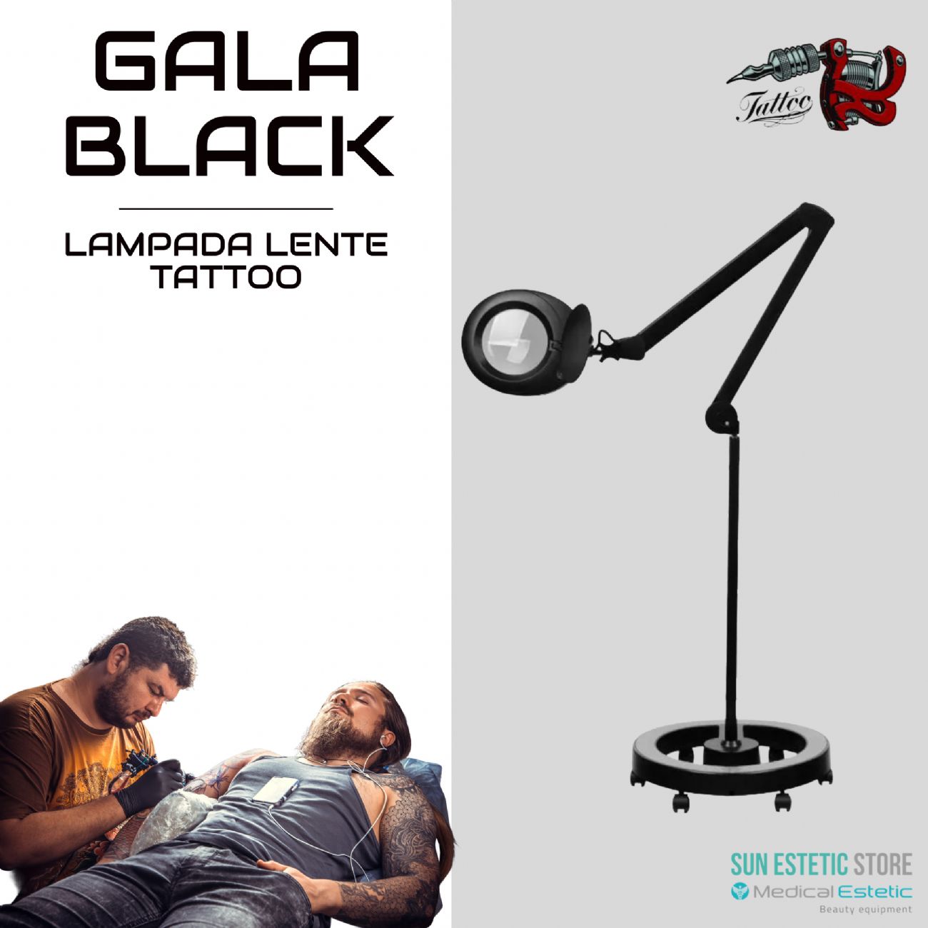 Gala Black lampada led lente ingrandimento estetista studio tattoo medico