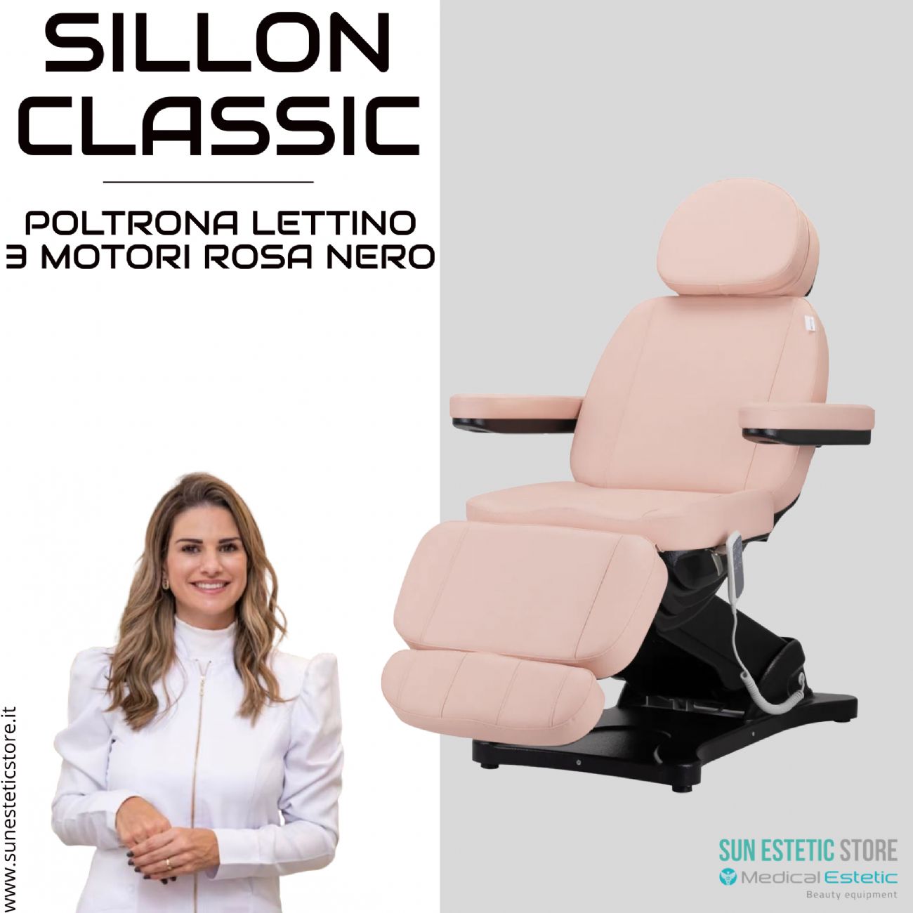 Sillon Classic poltrona lettino elettrica 3 motori estetica spa studio medico