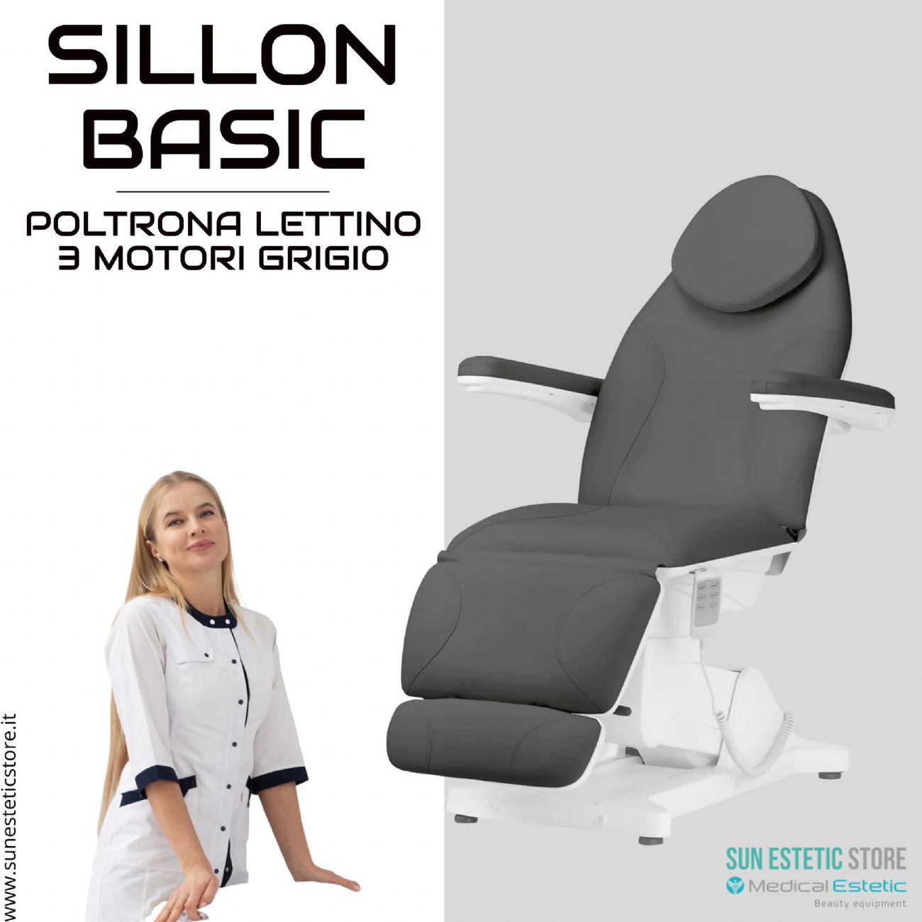 Sillon Basic poltrona lettino elettrica 3 motori estetica spa studio medico