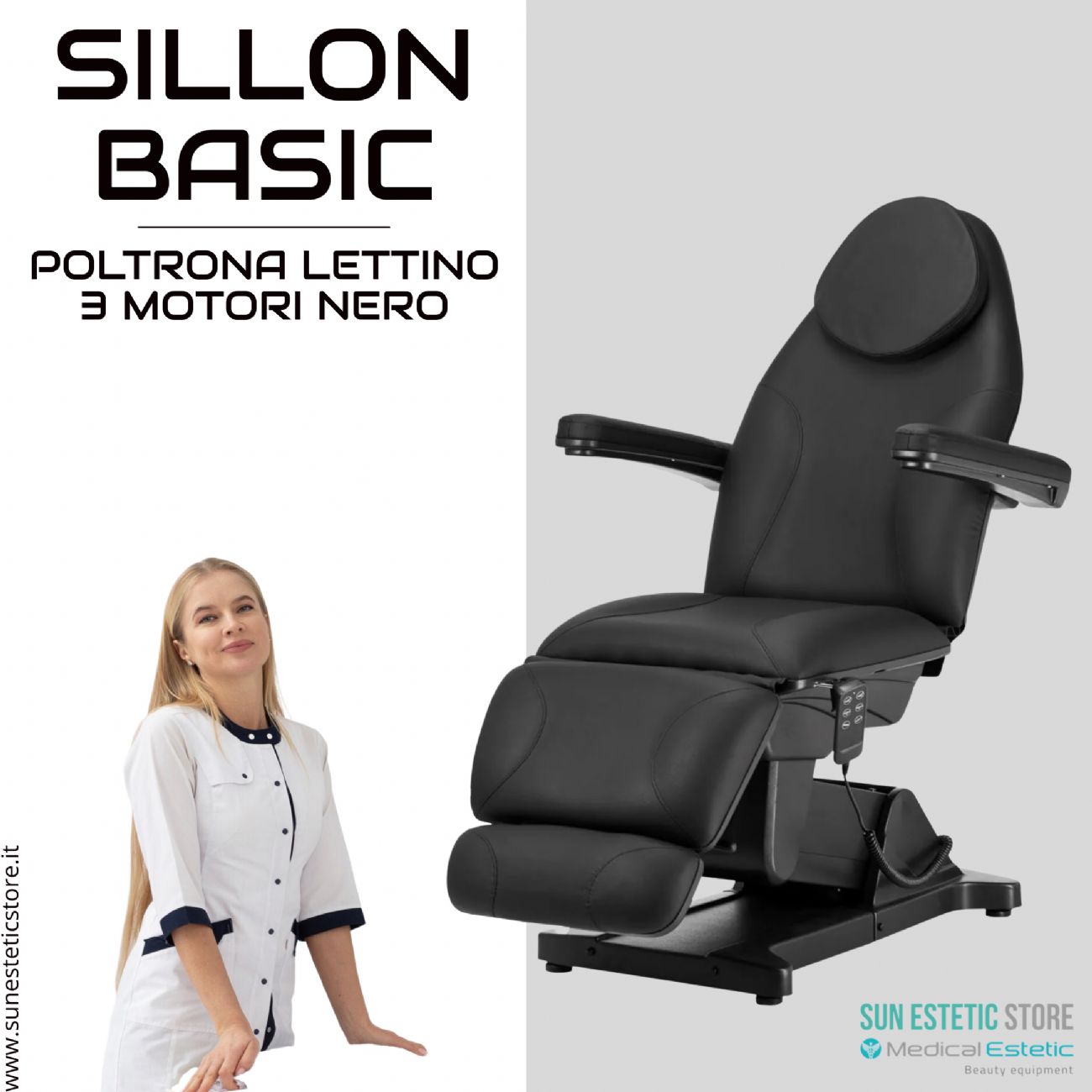 Sillon Basic poltrona lettino elettrica 3 motori estetica spa studio medico