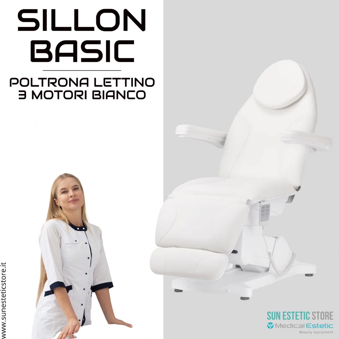 Sillon Basic poltrona lettino elettrica 3 motori estetica spa studio medico