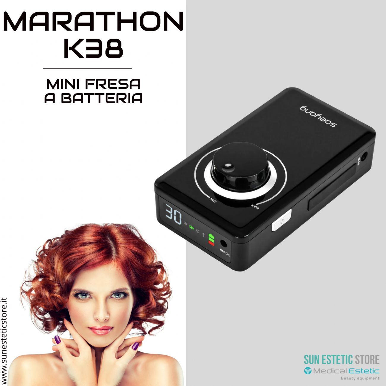 Marathon k38 fresa micromotore a batteria portatile onicotecnica nails