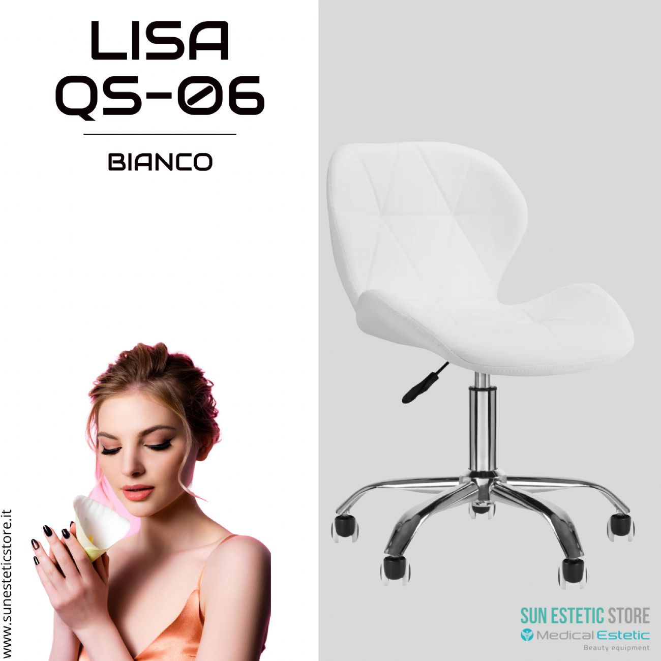 Lisa QS-06 sgabello poltroncina regolabile con schienale estetica manicure