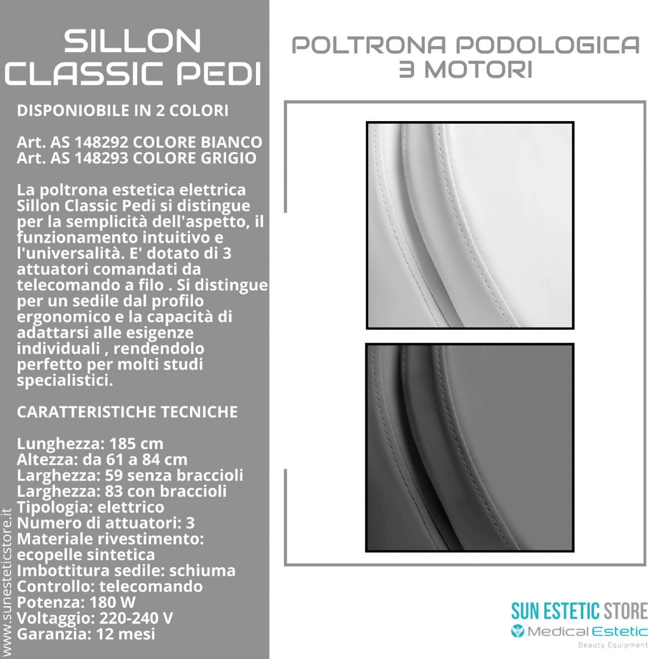 Sillon Classic Pedi poltrona podologica 3 motori per pedicure estetica