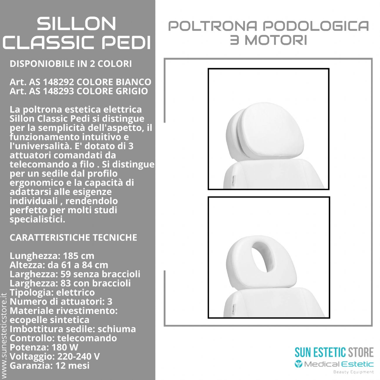 Sillon Classic Pedi poltrona podologica 3 motori per pedicure estetica