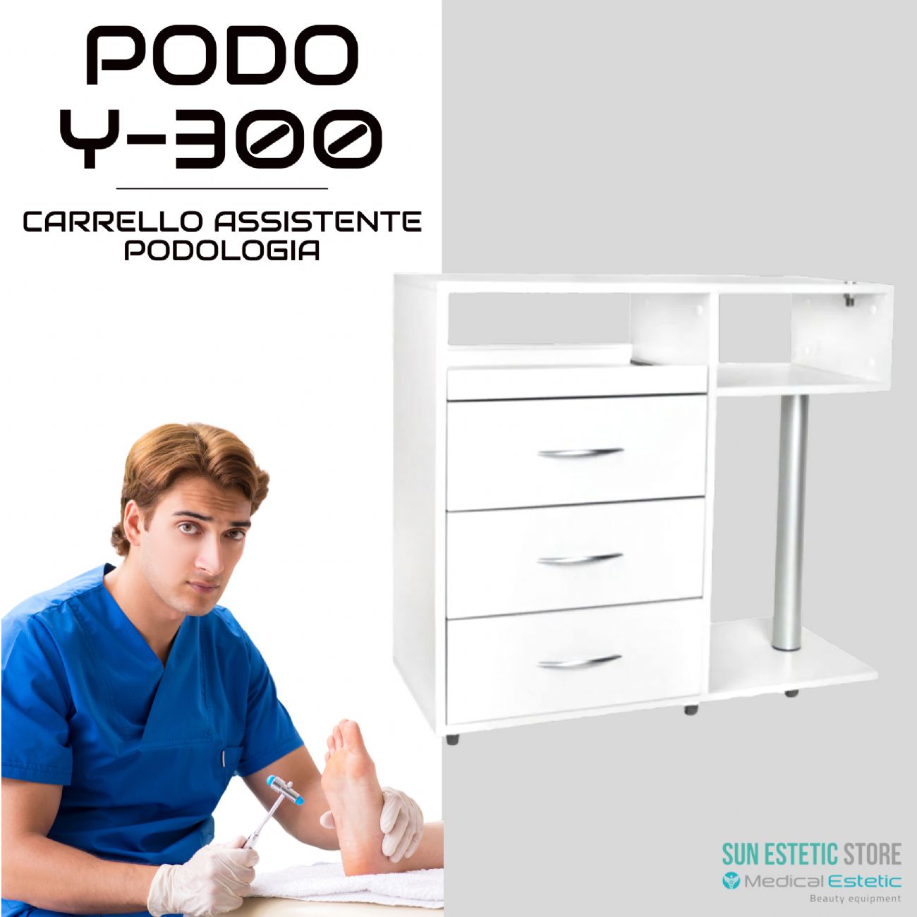 Podo Y-300 carrello assistente porta attrezzature per studio podologico