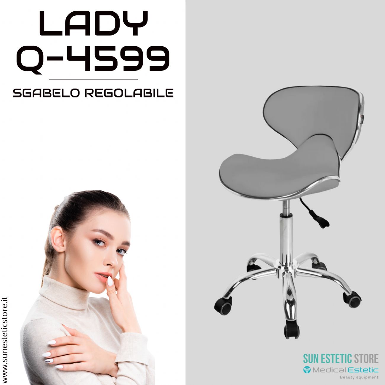 Lady Q-4599 sgabello poltroncina regolabile con schienale estetica nails