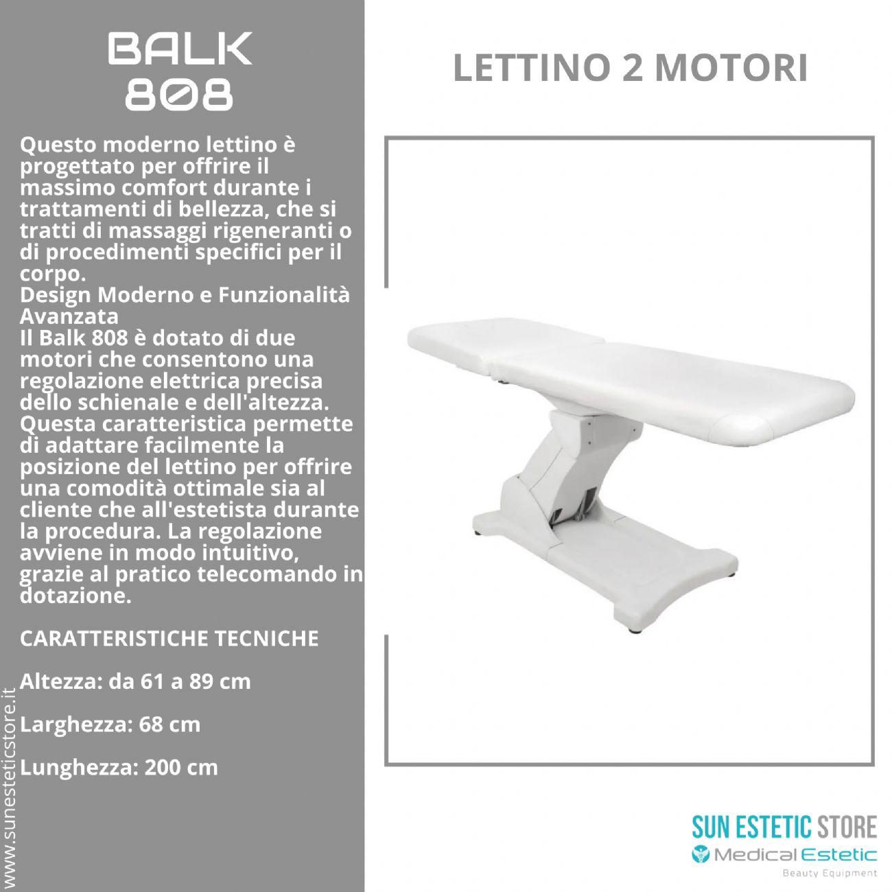 Balk 808 Lettino 2 motori massaggio estetica studio medico ambulatorio