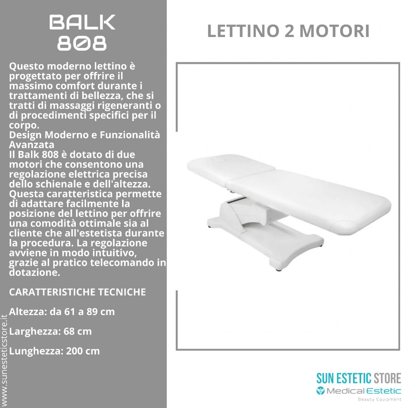 Balk 808 Lettino 2 motori massaggio estetica studio medico ambulatorio