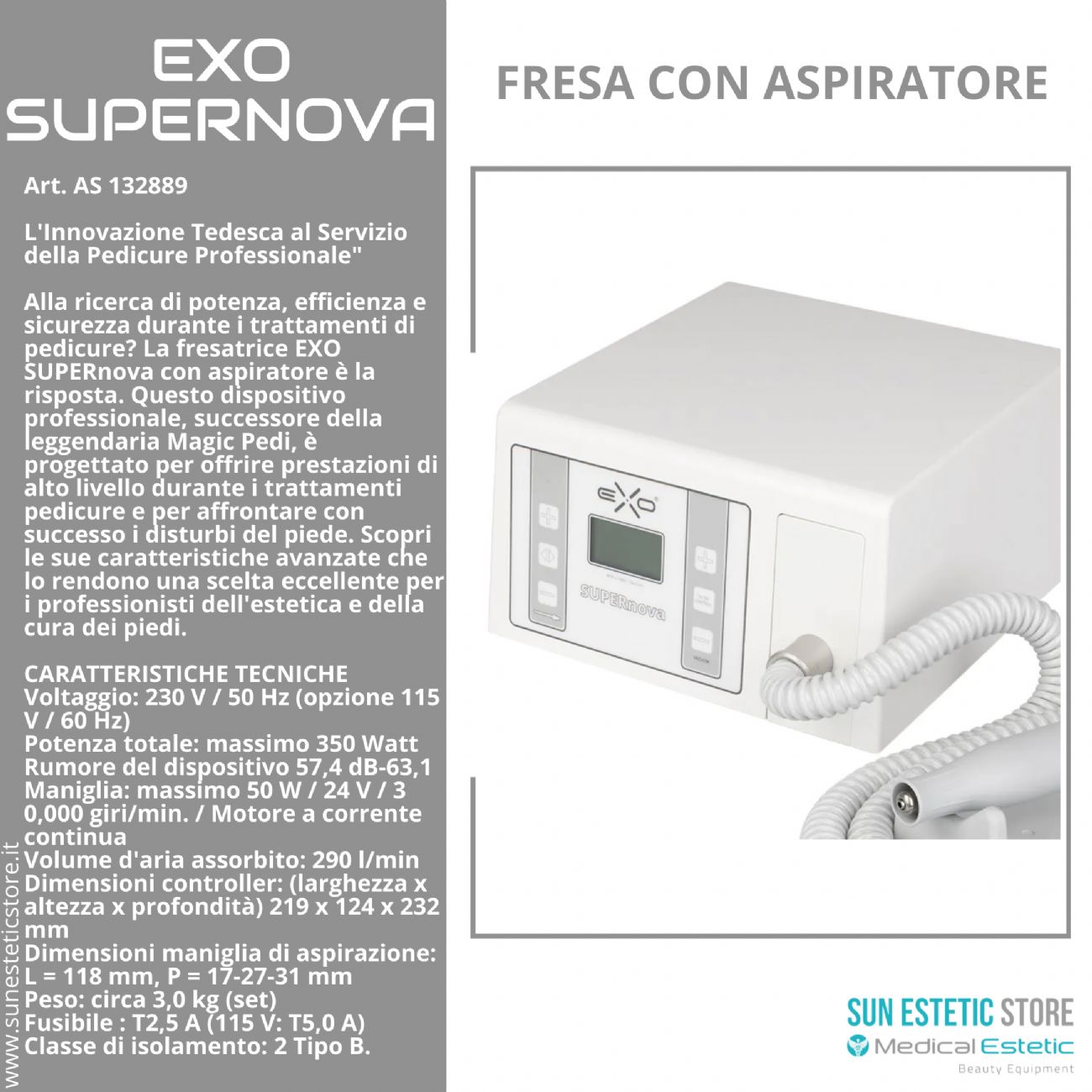 Exo Supernova fresa podologica professionale con aspiratore manicure