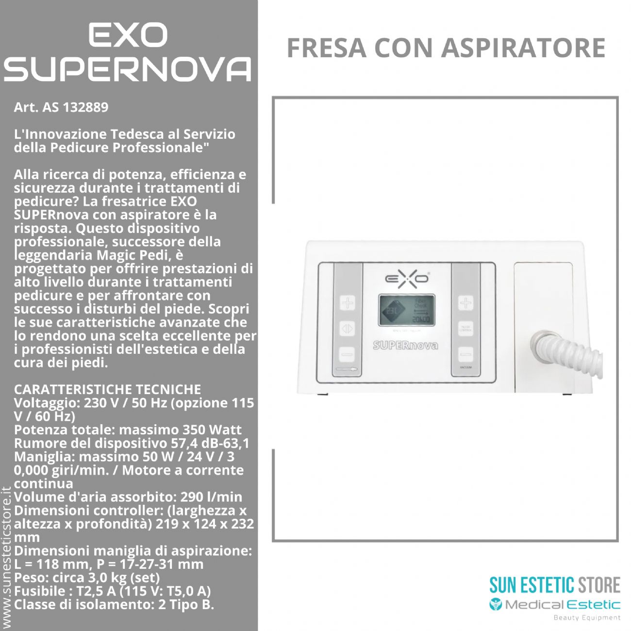 Exo Supernova fresa podologica professionale con aspiratore manicure