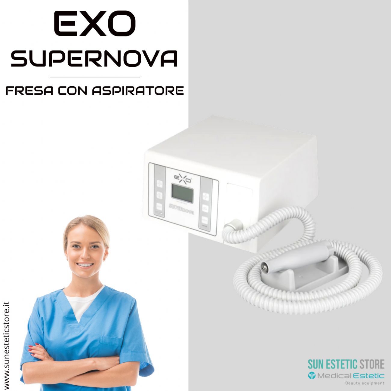 Exo Supernova fresa podologica professionale con aspiratore manicure