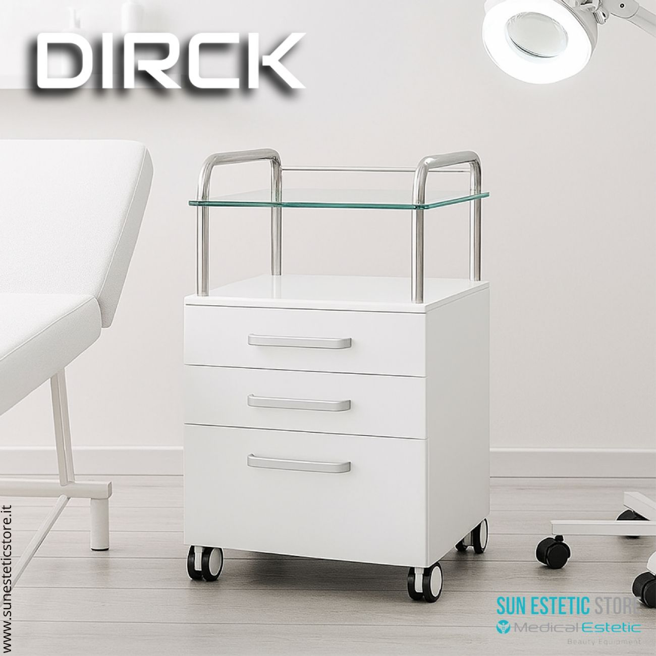 Dirck 6053 carrello assistente porta attrezzature per studio podologico estetica